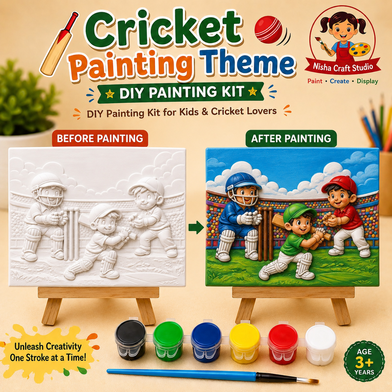 Cricket frame painting