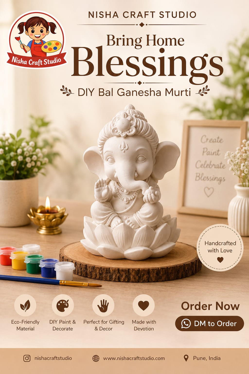 Bal Ganesh ( louts ganesha ) pack 1 with colour and brush