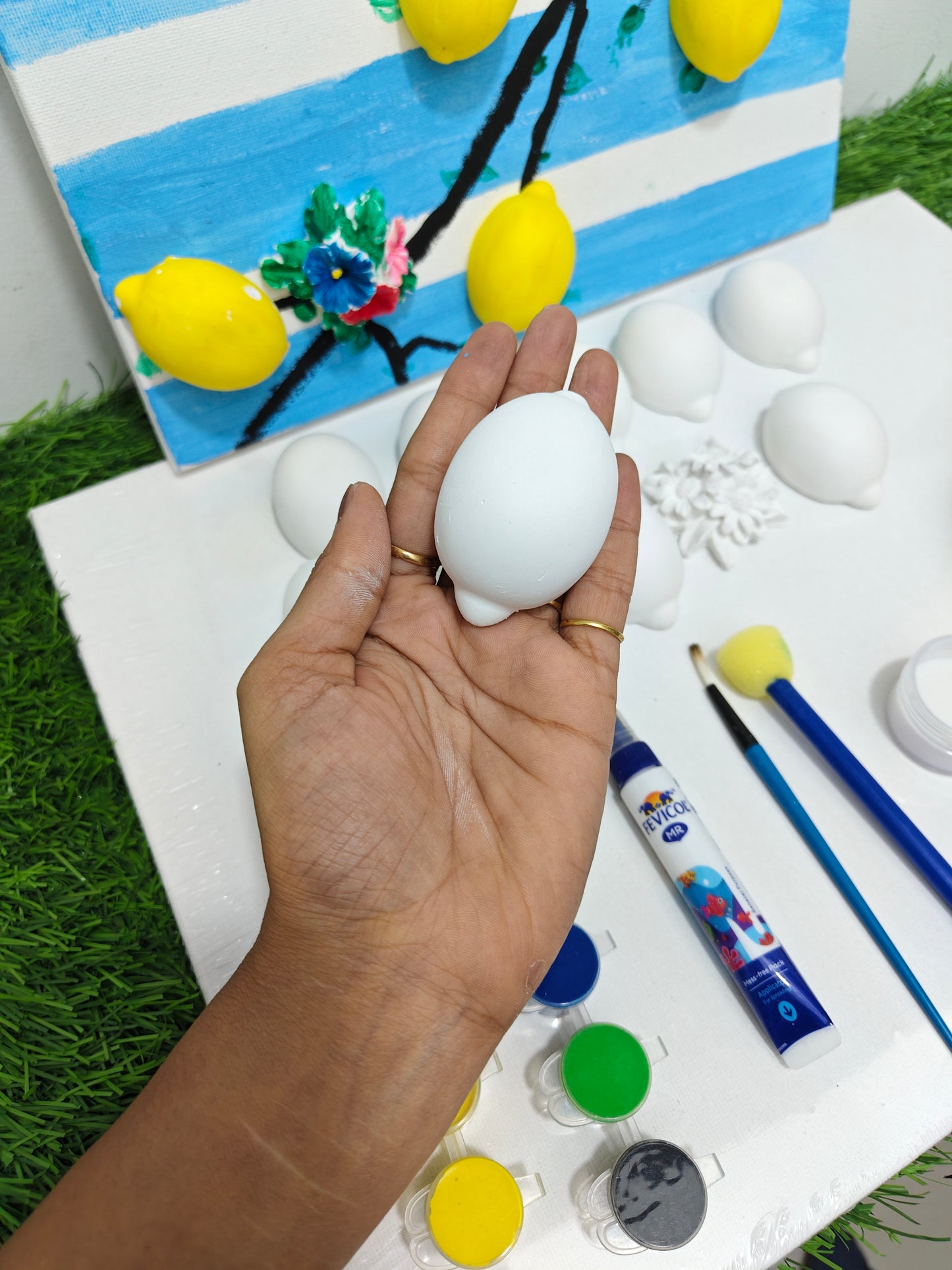 Canvas lemon painting kit with 12*16 inch canvas