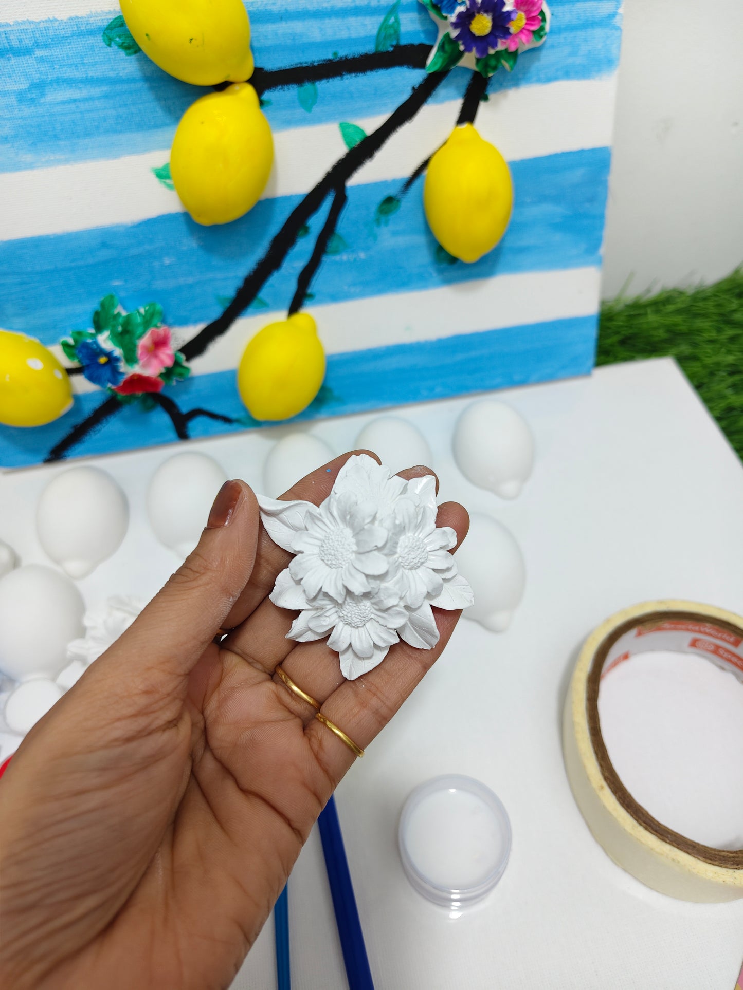 Canvas lemon painting kit with 12*16 inch canvas
