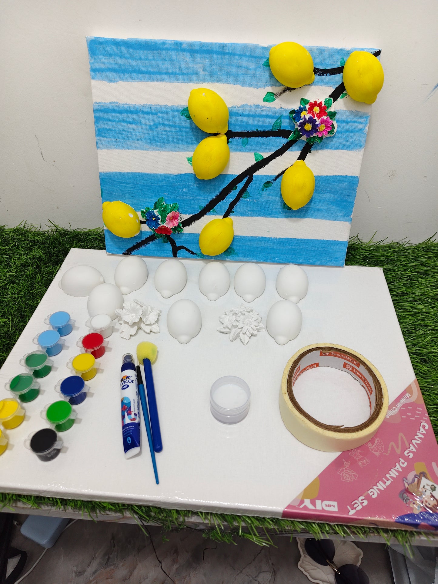 Canvas lemon painting kit with 12*16 inch canvas