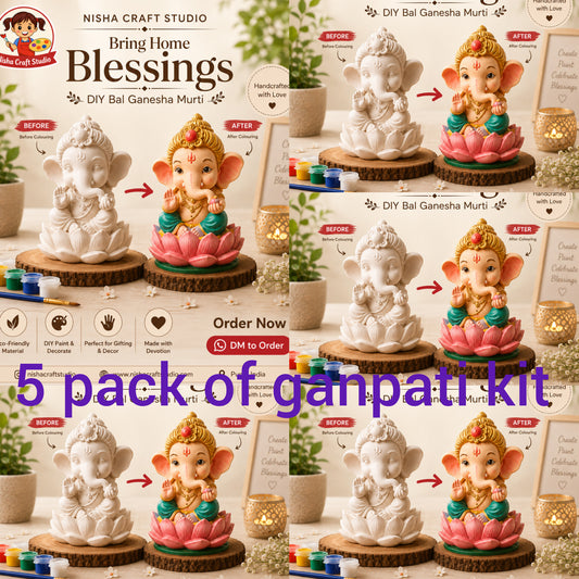 Bal Ganesh pack of 5 with colour and brush