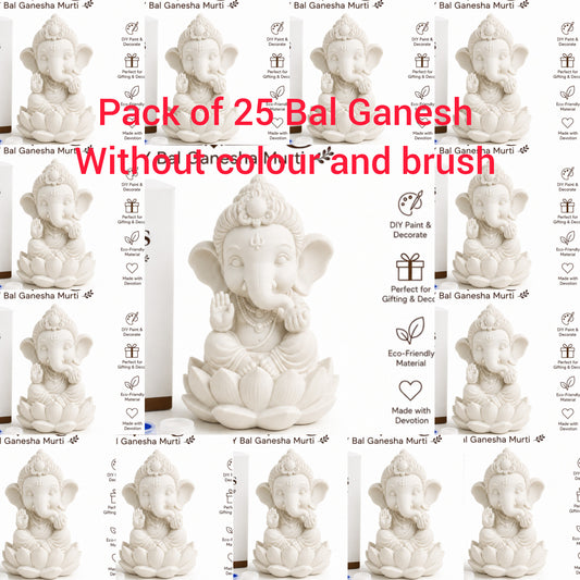 Bal Ganesh for painting without colour and brush pack of 25