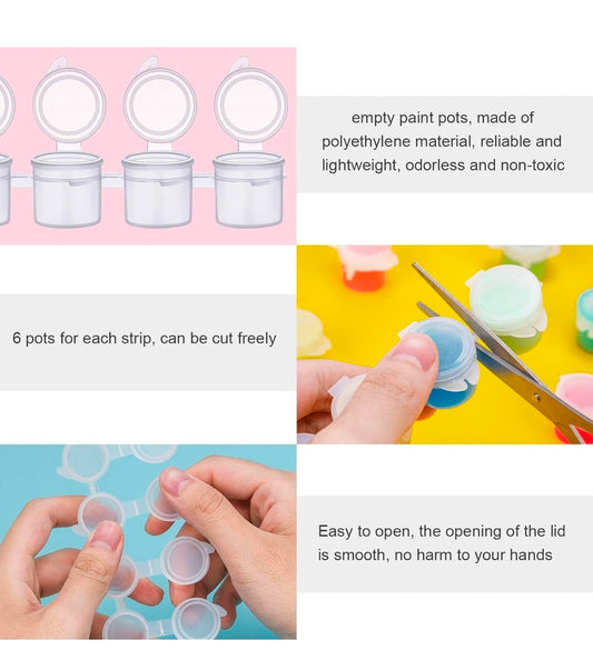 Empty Paint Pots, 3ml, 6 Strips