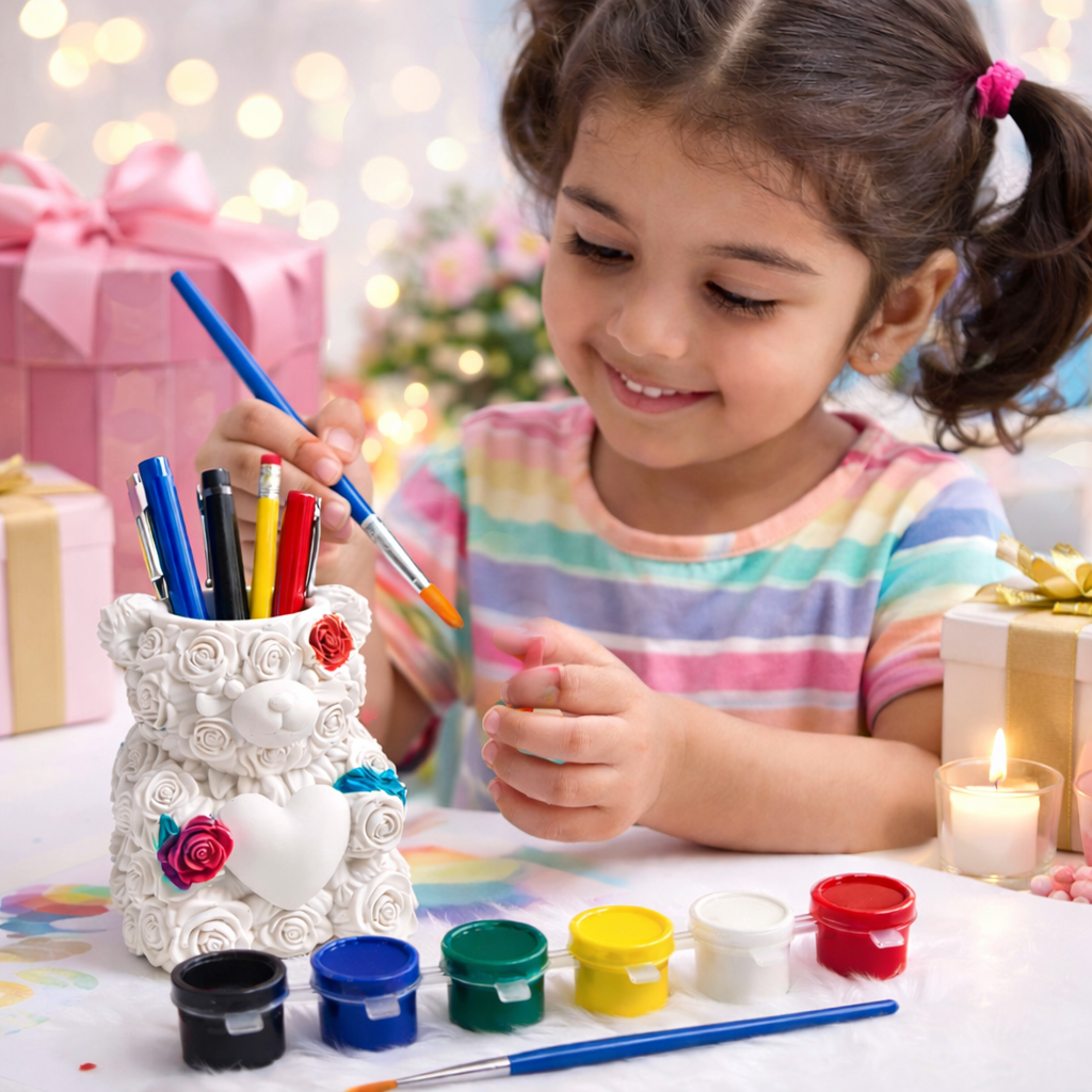 Teddy pen stand DIY painting