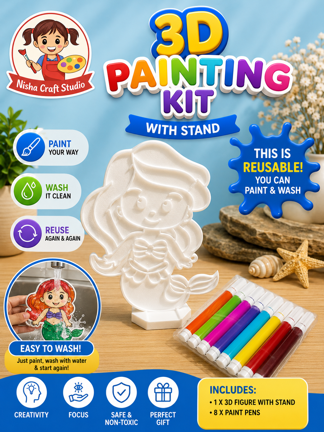 3D painting kit little mermaid