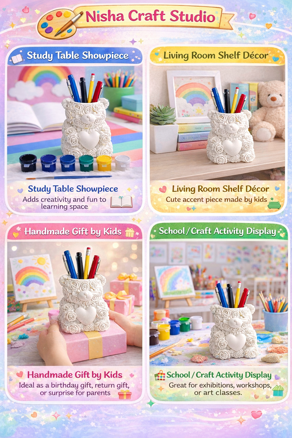 Teddy pen stand DIY painting