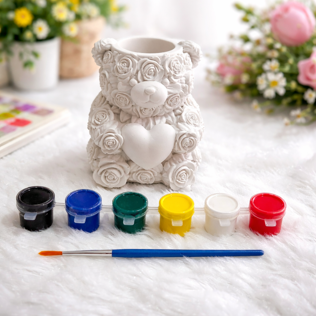 Teddy pen stand DIY painting