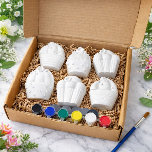 Cupcakes painting kit use as a paper weight