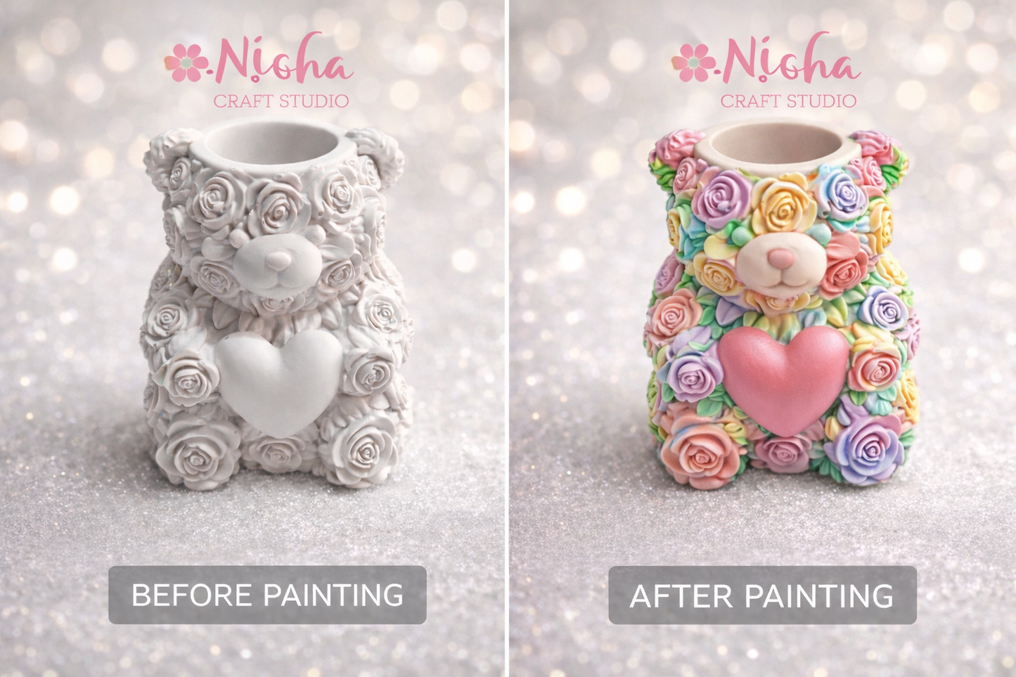 Teddy pen stand DIY painting