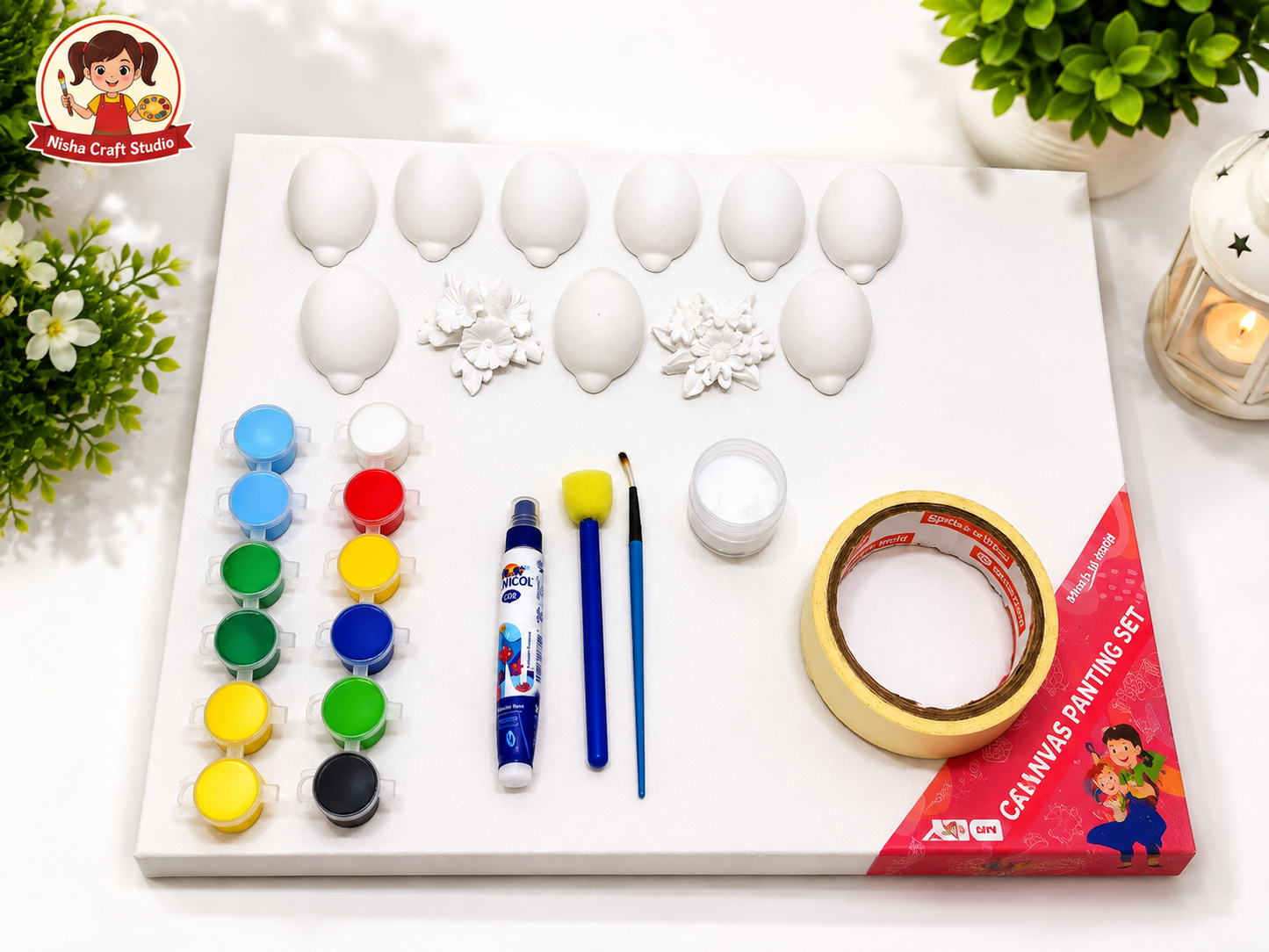 Canvas lemon painting kit with 12*16 inch canvas