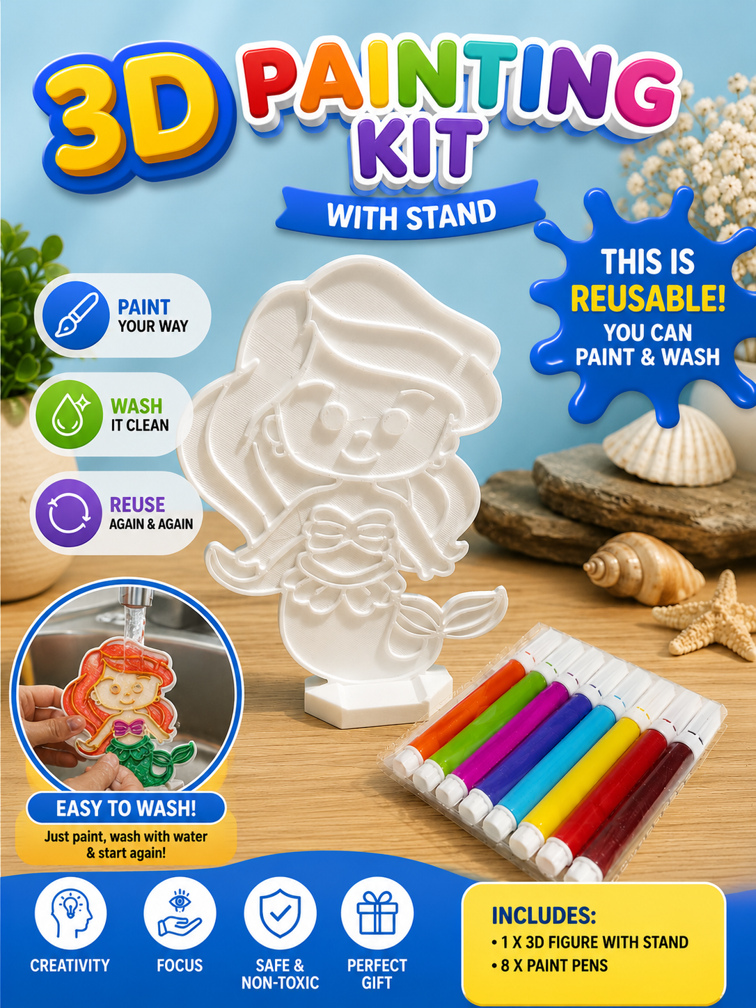 3D painting kit little mermaid